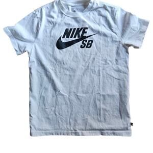 Nike SB Logo Skateboarding White Black Shirt Size Large